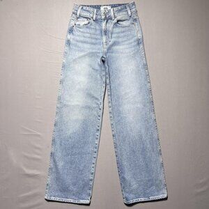 PAIGE Sasha Wide Leg Jeans Womens 25 Khristen Distressed Wash Blue High Rise
